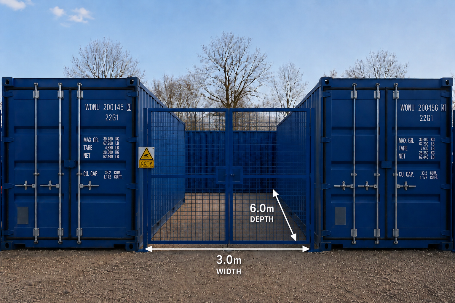 Wow Storage micro yard dimensions: 3.0m width by 6.0m depth